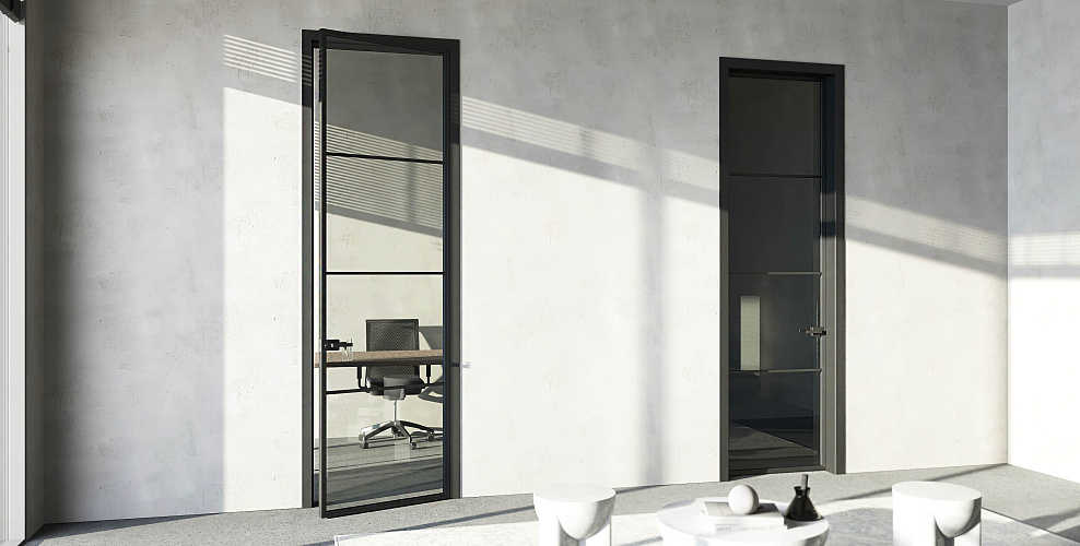 Miksal Распашная дверь с минимальным алюминиевым профилем и скрытыми петлями