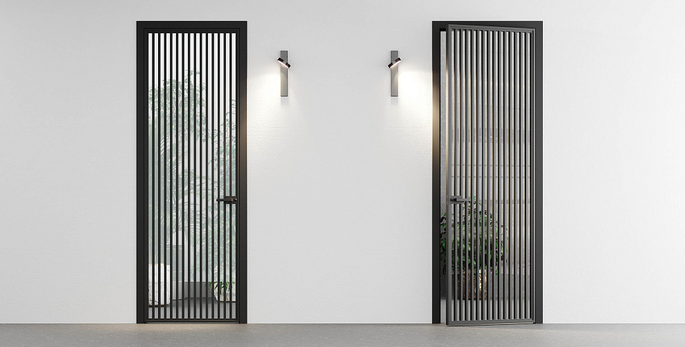 Miksal Распашная дверь с минимальным алюминиевым профилем и скрытыми петлями