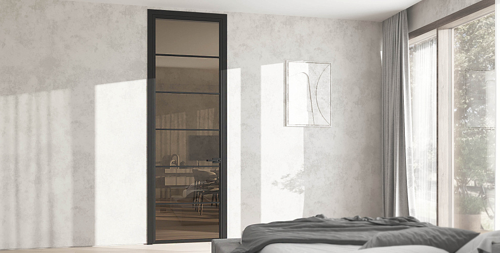 Miksal Распашная дверь с минимальным алюминиевым профилем и скрытыми петлями