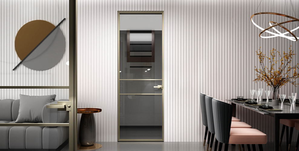 Miksal Распашная дверь с минимальным алюминиевым профилем и скрытыми петлями