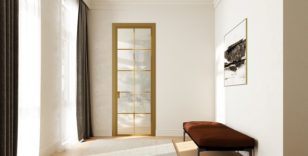 Miksal Распашная дверь с минимальным алюминиевым профилем и скрытыми петлями