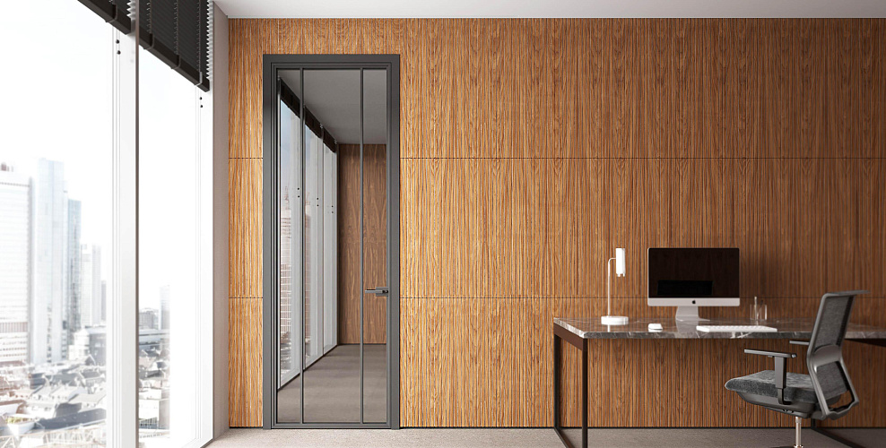 Miksal Распашная дверь с минимальным алюминиевым профилем и скрытыми петлями