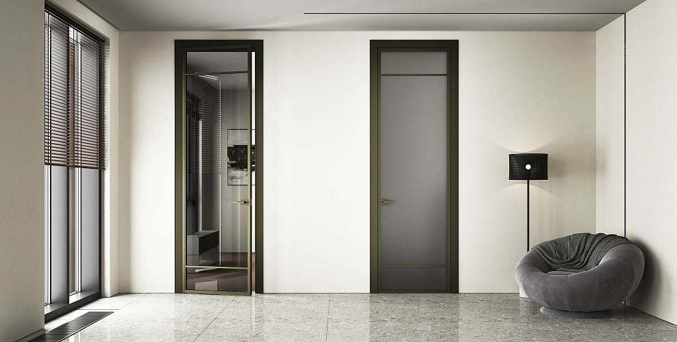 Miksal Распашная дверь с минимальным алюминиевым профилем и скрытыми петлями