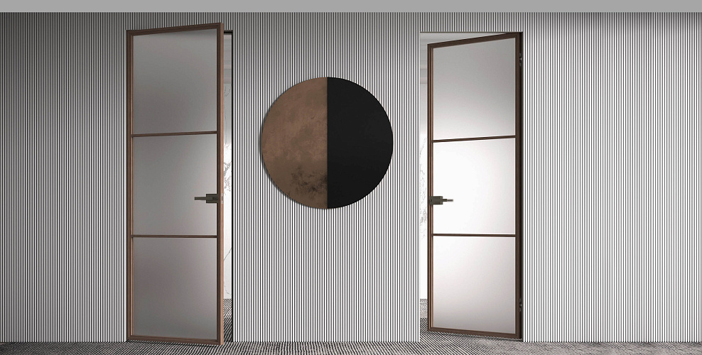 Miksal Распашная дверь с минимальным алюминиевым профилем и скрытыми петлями