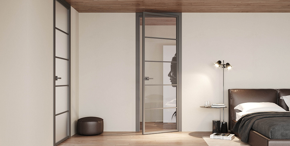 Miksal Распашная дверь с минимальным алюминиевым профилем и скрытыми петлями
