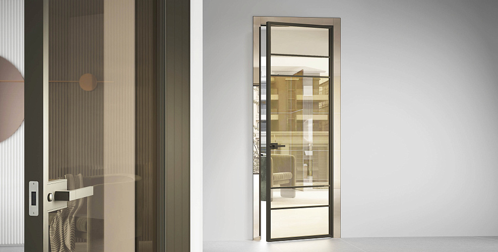 Miksal Распашная дверь с минимальным алюминиевым профилем и скрытыми петлями
