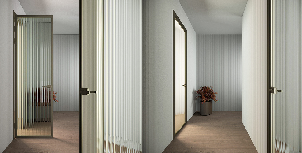 Miksal Распашная дверь с минимальным алюминиевым профилем и скрытыми петлями