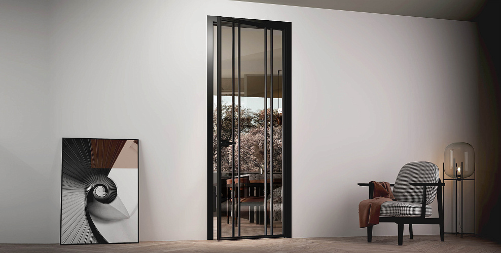 Miksal Распашная дверь с минимальным алюминиевым профилем и скрытыми петлями