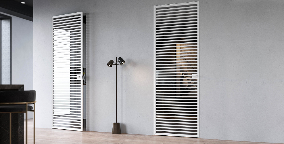 Miksal Распашная дверь с минимальным алюминиевым профилем и скрытыми петлями