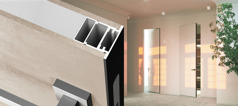 Miksal Скрытая дверь с видимым алюминиевым профилем